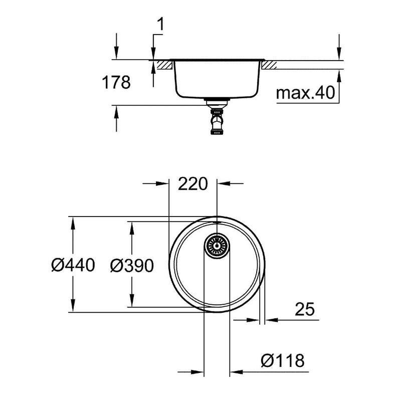 Grohe K200 Round Prep Bowl Stainless Steel
