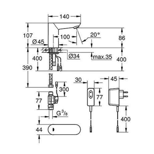 GROHE Euroeco Ce Infra-Red Electronic Basin Tap