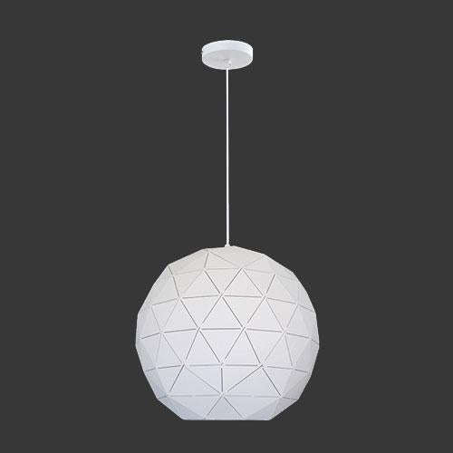 K. Light Laser Cut Large Metal Ball Pendant - Matt White