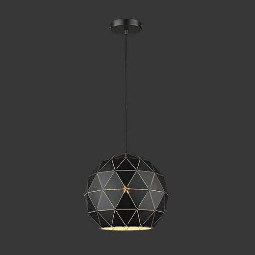 K. Light Laser Cut Medium Metal Ball Pendant - Matt Black