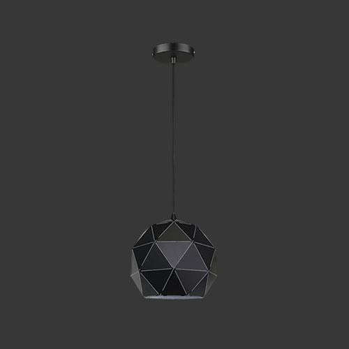 K. Light Laser Cut Small Metal Ball Pendant - Matt Black