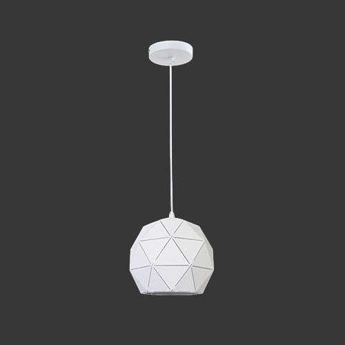 K. Light Laser Cut Small Metal Ball Pendant - Matt White