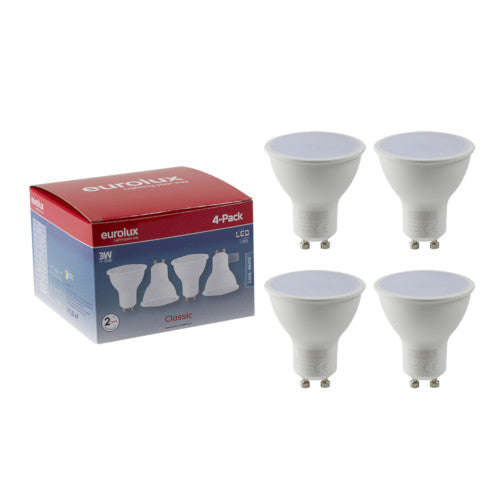Eurolux LED Lamp GU10 3W 220lm 3000K - 4 Pack