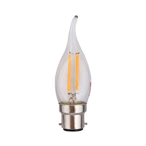 Eurolux LED Clear Filament Flame Candle Bulb B22 4W 310lm Warm White