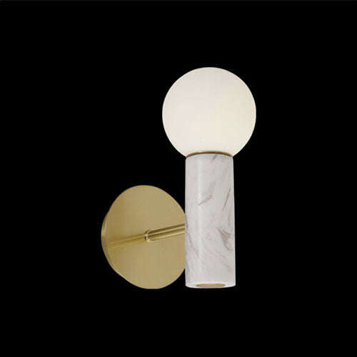 K. Light Marble Wall Light with Antique Brass Detail
