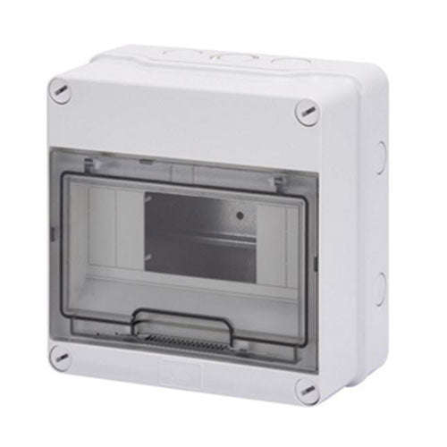 Gewiss Grey Surface Distribution Board Clear Door 1x8m