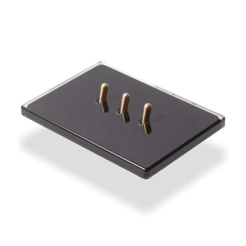 Lumen8 ICE 3 Lever 2 Way Light Switch with Brass Toggle 4 x 2 - White