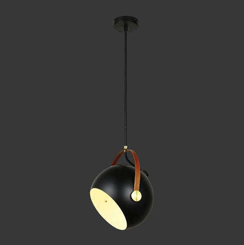 K. Light Leather & Iron Ball Pendant