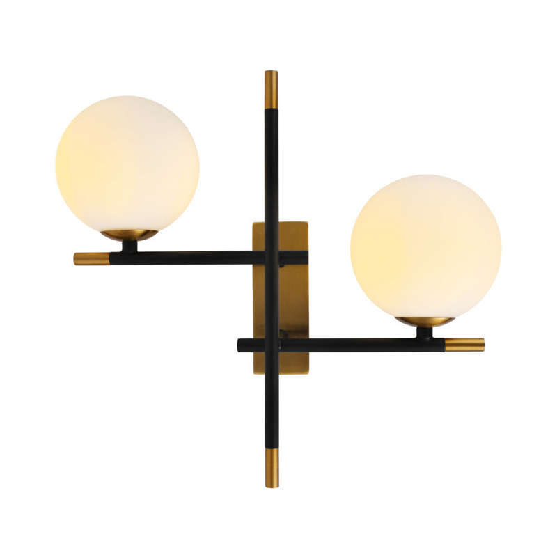 K. Light Urban LED Wall Light G9 6W - Opal / Black & Gold
