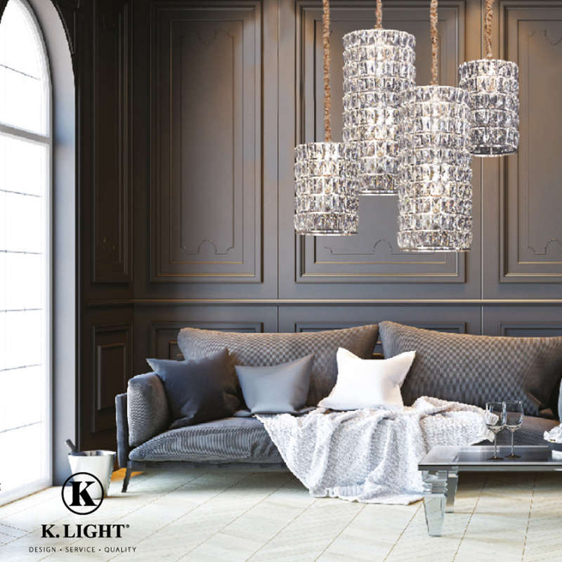 K. Light Grace Small Crystal Chandelier E14 160W - Satin Gold