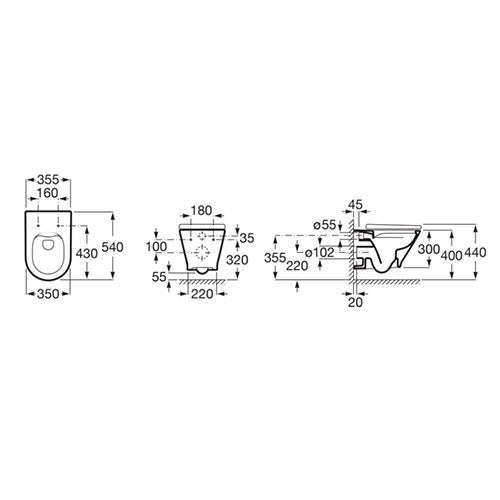 Roca Gap Rimless Wall-Hung Toilet + Soft Close Seat