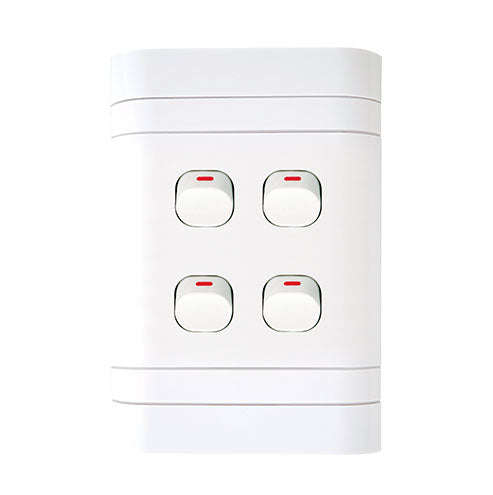 Lesco Cover Strip 4 Lever with 2-Way Light Switch 4 x 2