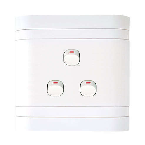 Lesco Cover Strip 3 Lever with 2-Way Light Switch 4 x 4