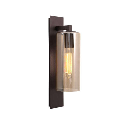 Bright Star Down Facing Metal Lantern with Amber Glass - Coffee