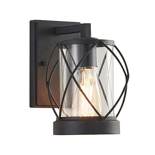 Bright Star Spiral Case Wall Light Lantern - Black