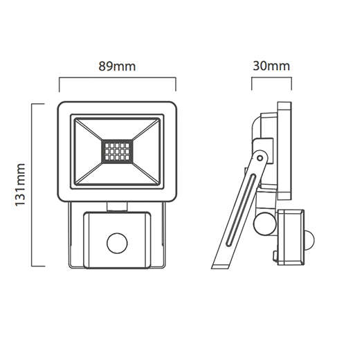 Eurolux LED Floodlight 10W With Sensor - Black