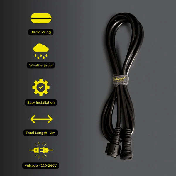Litehouse Festoon Extension Cord 220-240V 2m - Black