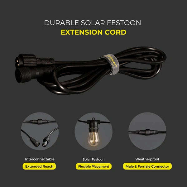 Litehouse Solar Festoon Extension Cord 5V 2m - Black