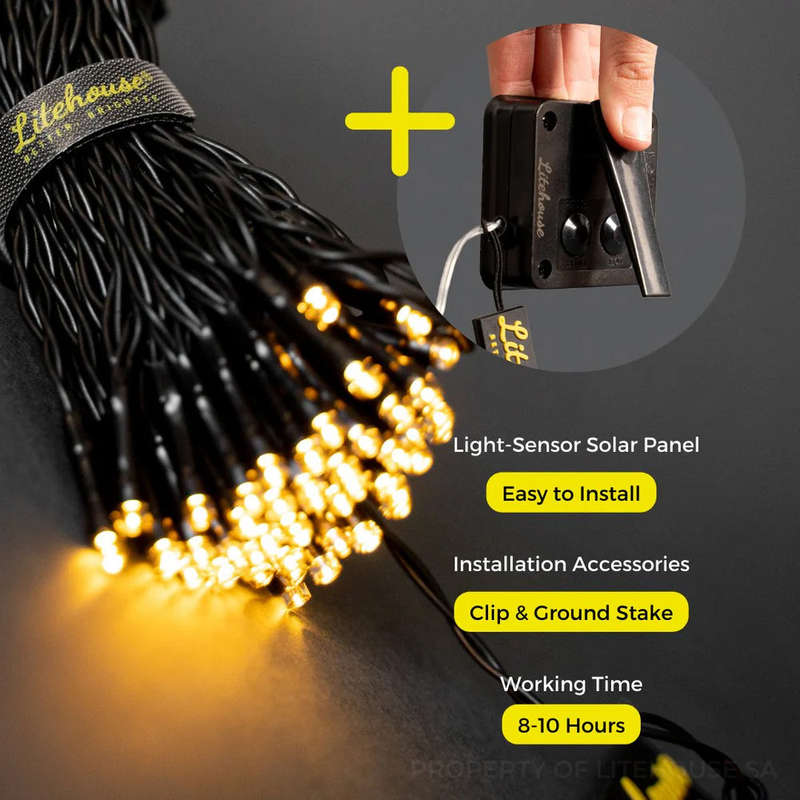 Litehouse Solar LED String Fairy Lights Warm White