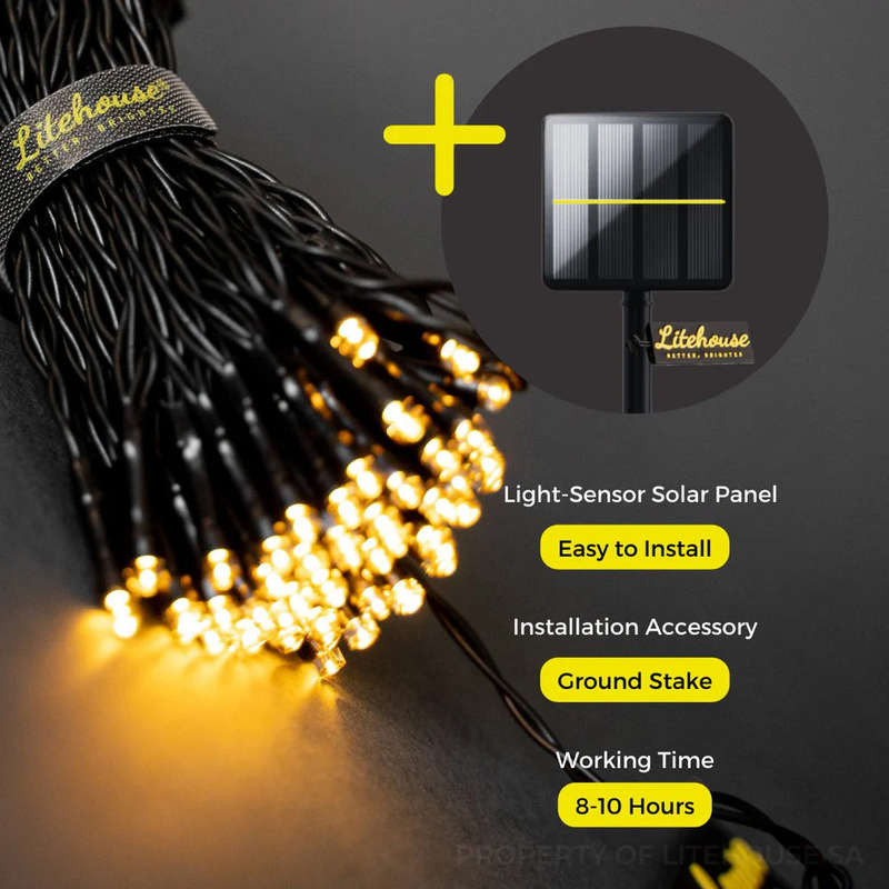 Litehouse Solar LED String Fairy Lights Warm White