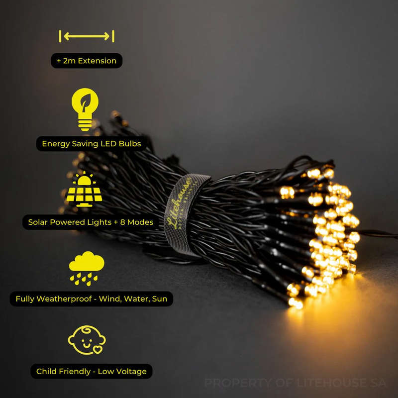 Litehouse Solar LED String Fairy Lights Warm White