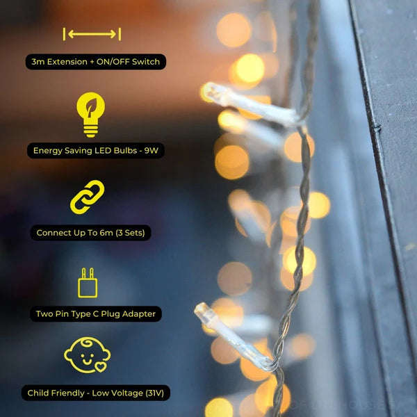 Litehouse Curtain LED Fairy Lights Warm White 2m