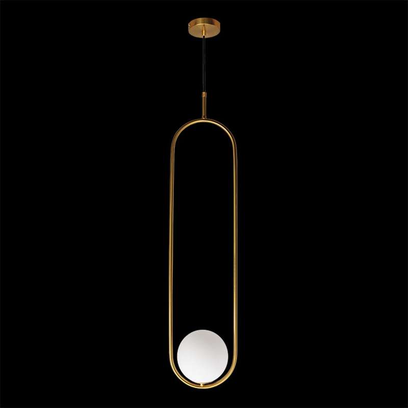 K. Light Elongated Oval Glass Pendant - Gold