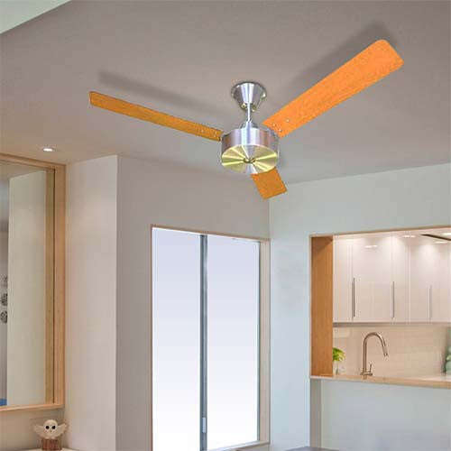 Solent 3 Blade Ceiling Fan 1200mm - Oak / Aluminium