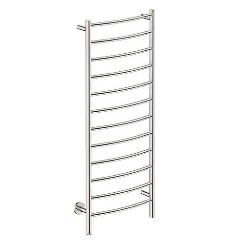 Bathroom Butler Natural 12 Bar Curved PTS Heated Towel Rail 500mm