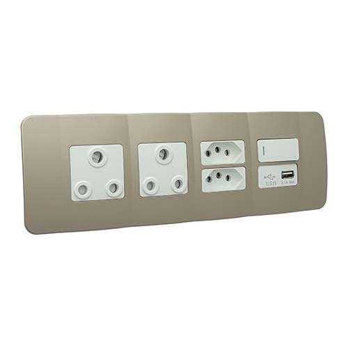 VETi 1 Omni Cluster 6 Module USB Combo Cluster Socket - White Modules