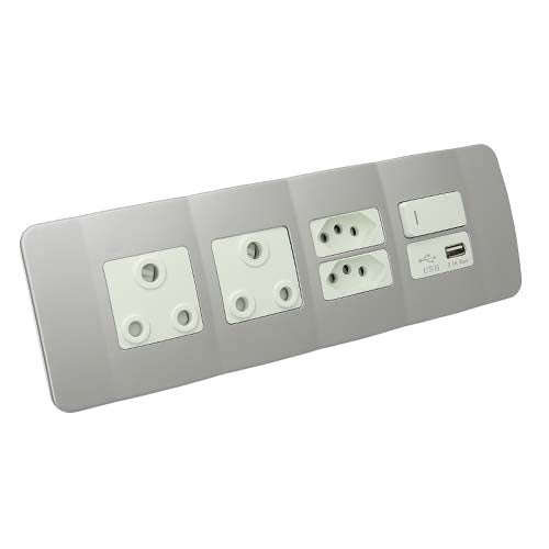 VETi 1 Omni Cluster 6 Module USB Combo Cluster Socket - White Modules