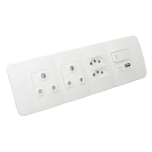VETi 1 Omni Cluster 6 Module USB Combo Cluster Socket - White Modules
