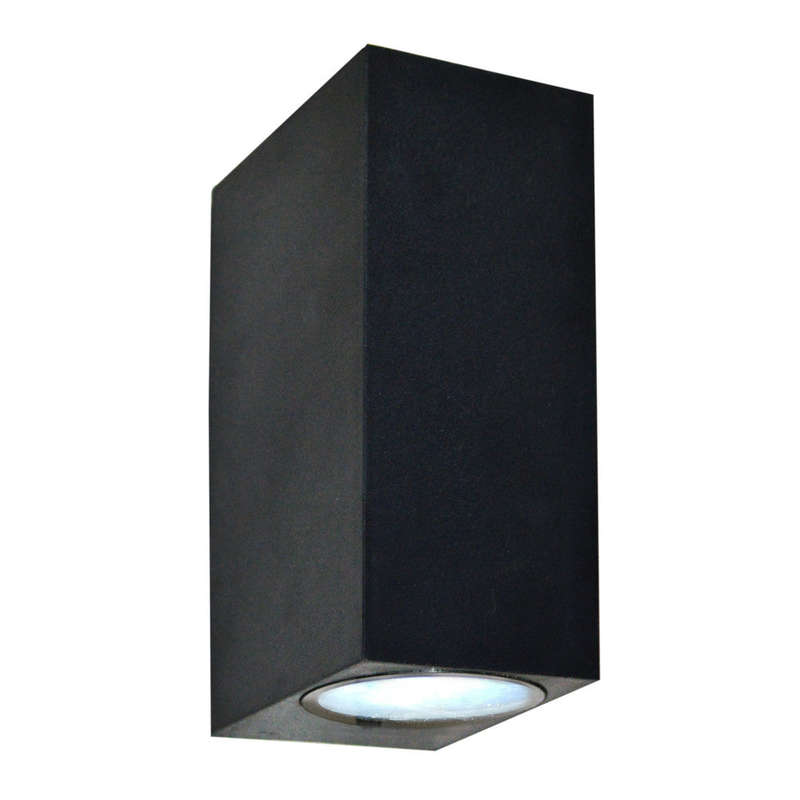 K. Light Coastal Polycarbonate Round Up & Down Wall Light - Black