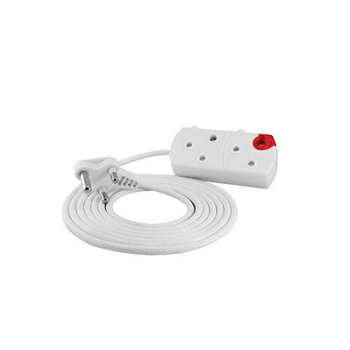 Crabtree Domestic Extension Cord White 2 RSA 16A - 5m