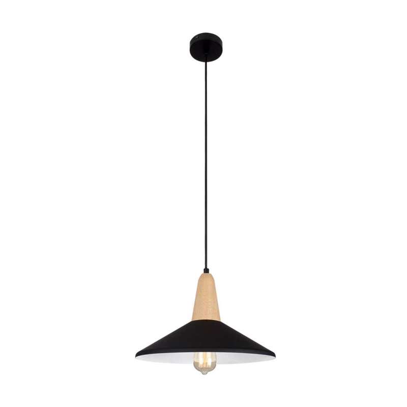 Bright Star Metal and Wood Pendant E27 60W - Black