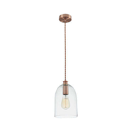 Bright Star Red Bronze Cord Pendant with Clear Glass