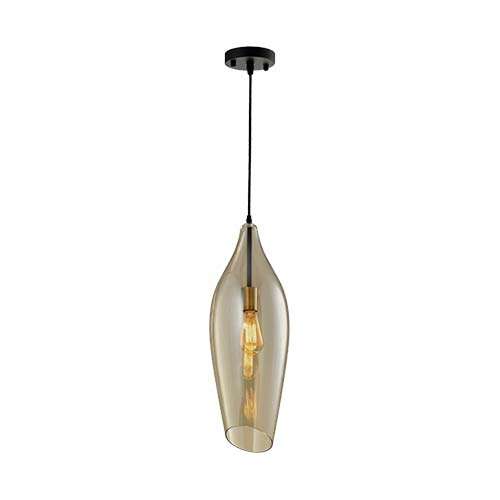 Bright Star Black Metal Pendant with Cognac Colour Glass