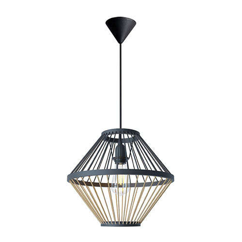 Bright Star Bamboo Diamond Pendant - Black & Wood