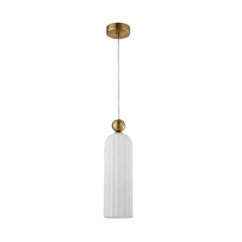 Bright Star Metal & Fluted Glass Pendant - White