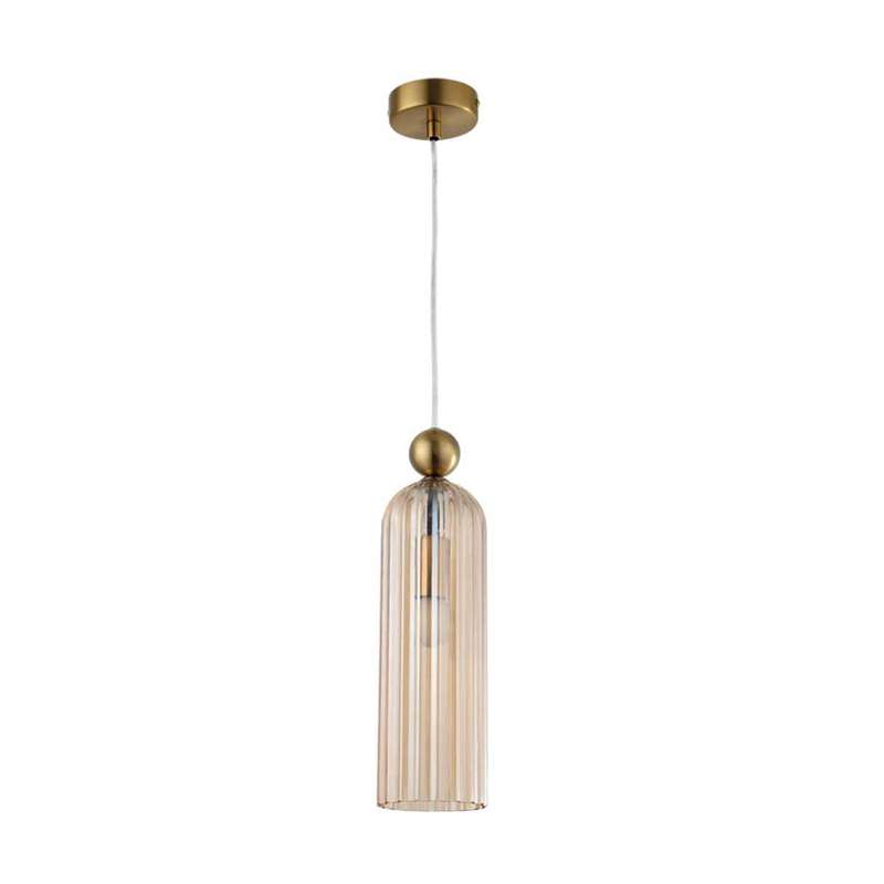 Bright Star Metal & Glass Pendant - Gold / Cognac