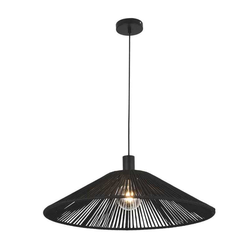 Bright Star Metal and Nylon Rope Pendant E27 40W - Black