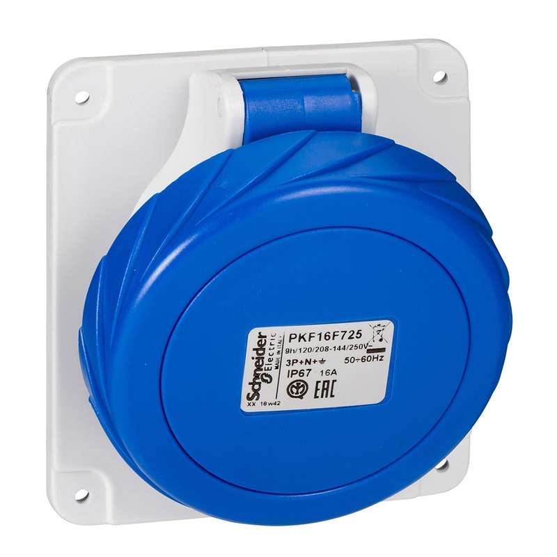 Schneider Electric Pratika 5 Pin Industrial Panel Mounted Angled Socket Waterproof