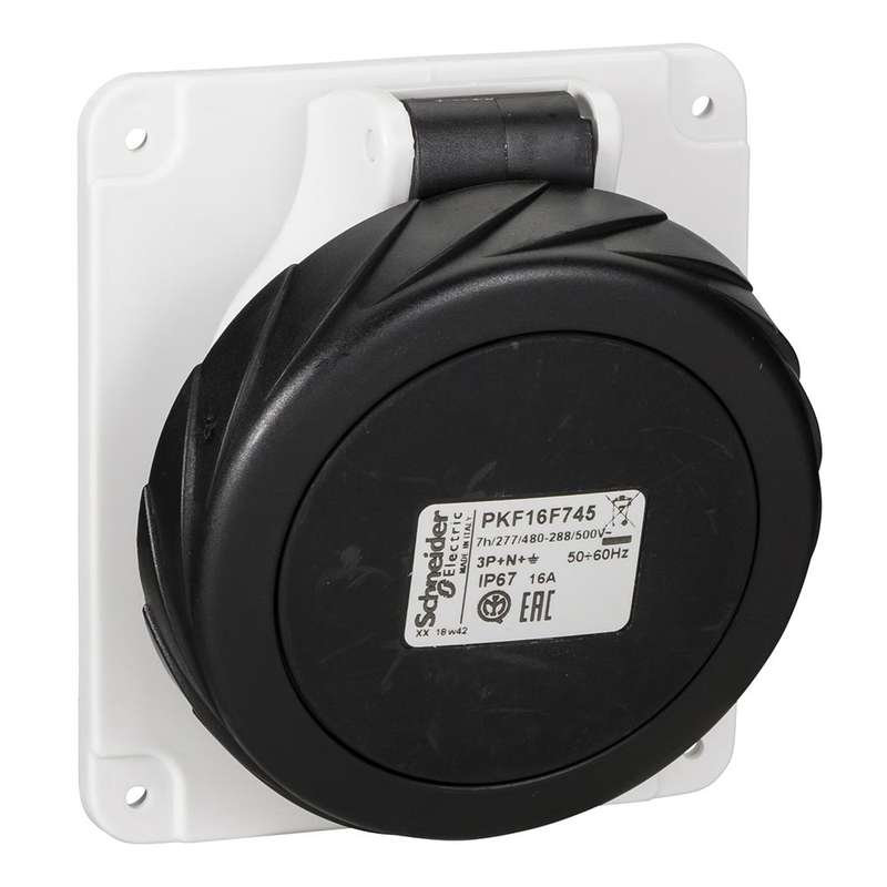 Schneider Electric Pratika 5 Pin Industrial Panel Mounted Angled Socket Waterproof