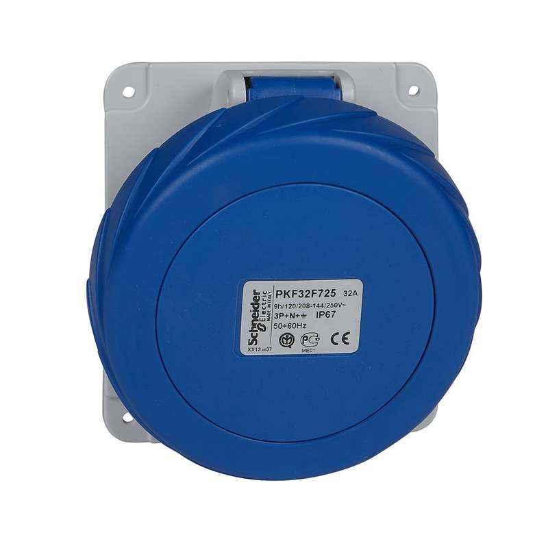 Schneider Electric Pratika 5 Pin Industrial Panel Mounted Angled Socket Waterproof