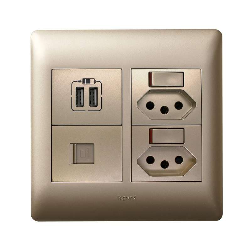 Legrand Ysalis Network Slimline USB Type-A Combo Socket 4 x 4