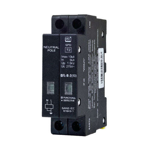 CBi QFLN-2(13) Mini Rail Surge Protector with Indication 1P+N 275V 10kA