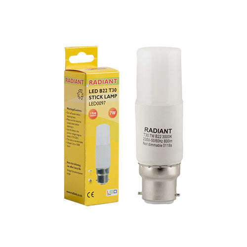 LED Bulb B22 7W 3000K Frosted T30 Stick Lamp
