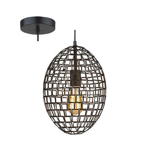 Small Metal Pendant with Oval Shade