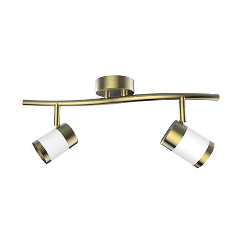 Bright Star 2 Light Cup Style Spotlight - Brass & White
