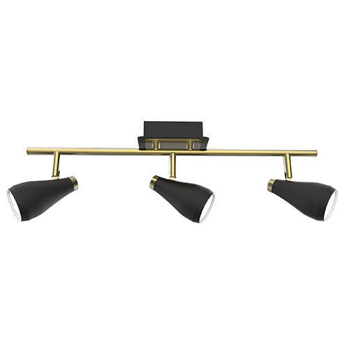 Bright Star 3 Light Raindrop Style Spotlight - Brass & Black